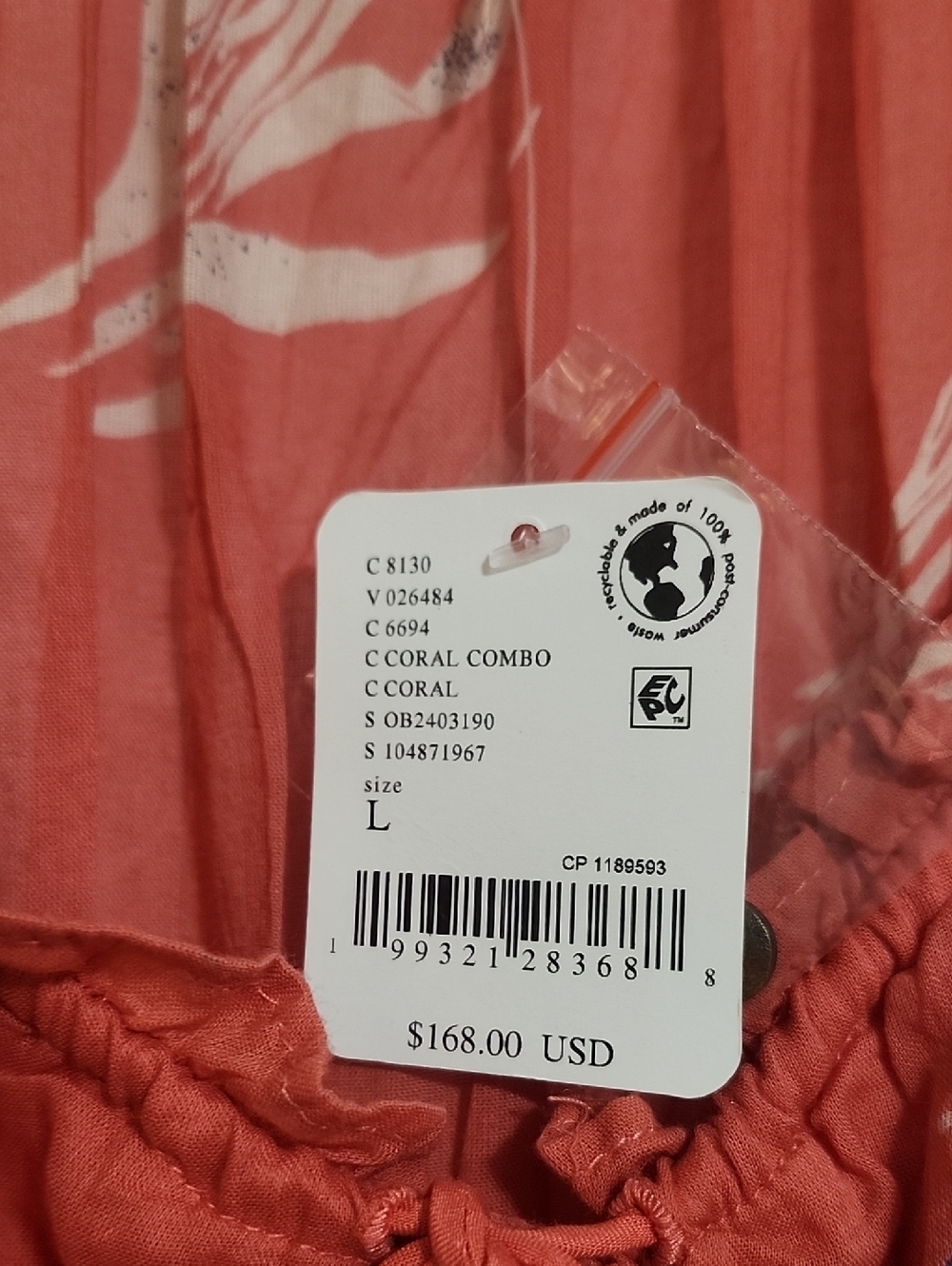 Free People New Coral Floral Button-Front Midi Dress with Smocked Waist - Picture 4 of 4